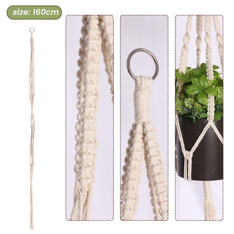 M-Modern-Macrame Double Plant Hanger Indoor Outdoor 2 Tier Hanging Planter Cotton Rope 4 Legs 67 Inch