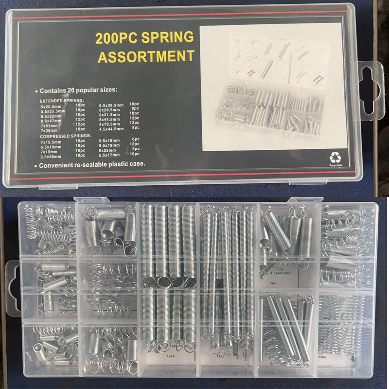 200PCS Tension Extension Spring Compression Spring Stretch Hook Spring Set DIY Hardware Accessories Set