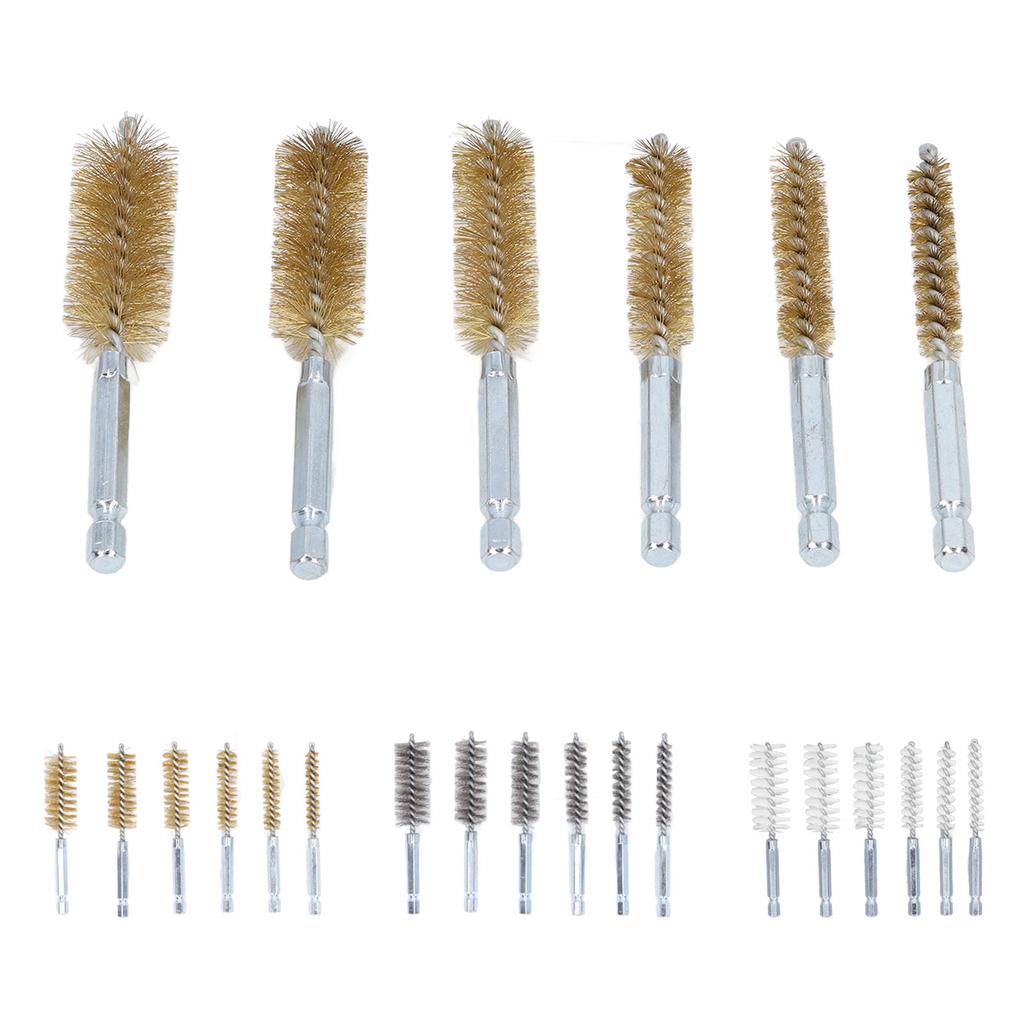 6PCS Bore Brush 4in Rust Proof Twisted Wire Cleaning Brush with 1/4in Hex Shank for Electric Drill Impact Driver