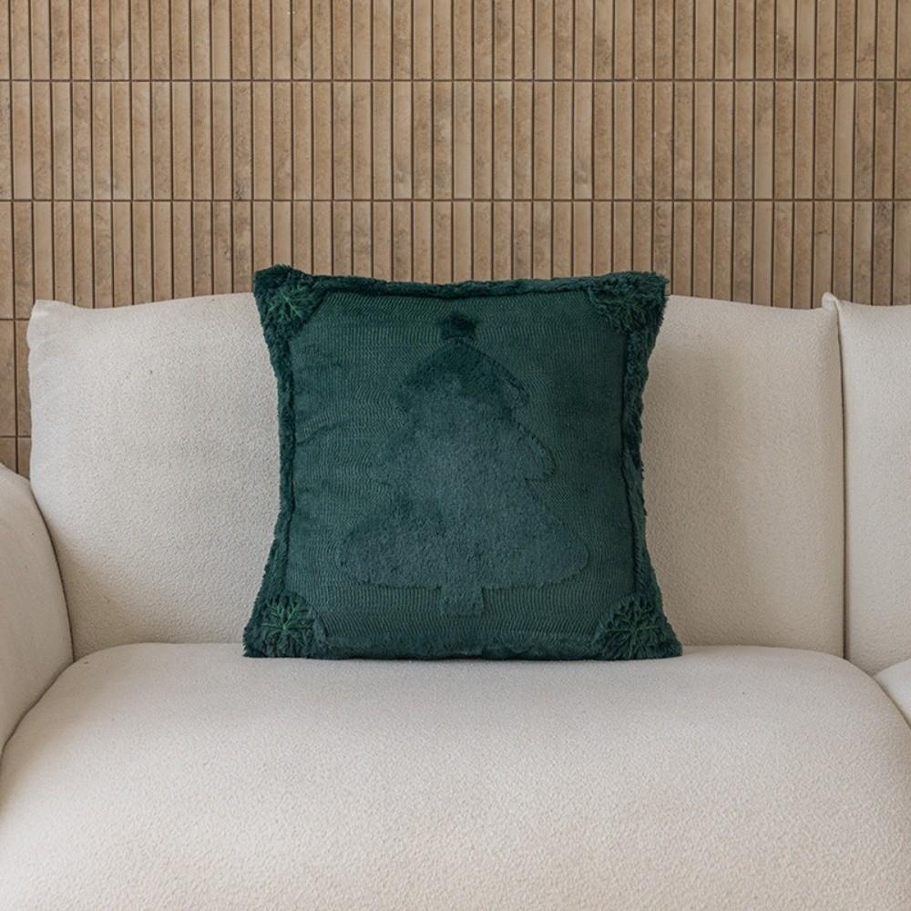 

New 45×45cm Christmas Throw Pillow Cover 3D Reindeer Removable Pillowcase Christmas Tree Soft Pillow Cover Home Decoration