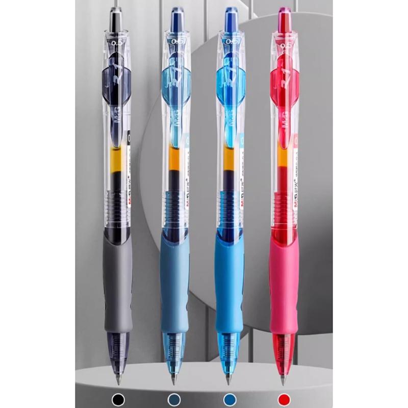 4Pcs Retractable Gel Pens Set Black/Red/Blue/Dark Blue Ink Ballpoint For Writing Refills Office School Supplies Stationery