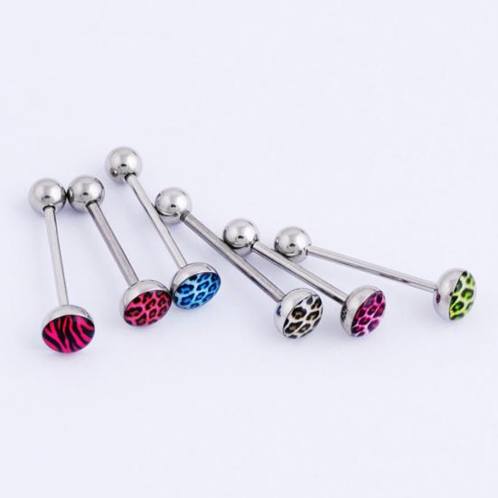 6/10Pcs/Set Women Leopard Print Bar Tongue Lip Navel Ring Body Piercing Jewelry