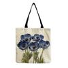 Women Vintage Linen Tote Bag - Large Capacity Flower Print Shoulder Handbag for Casual & Grocery Shopping KTB