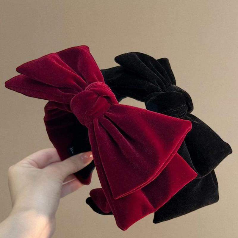 1pc The large-sized velvet bow hairband for the winter and autumn season is suitable for party decorations or daily use.