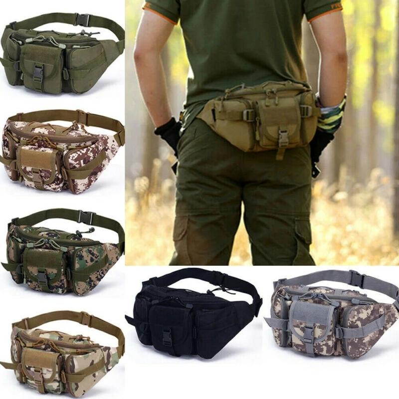 Men Waist Bag Pack Purse Casual Large Multifunctional Belt Bag Pouch Tactical Outdoor Hiking Mountain Camo Travel Bag Phone Fi