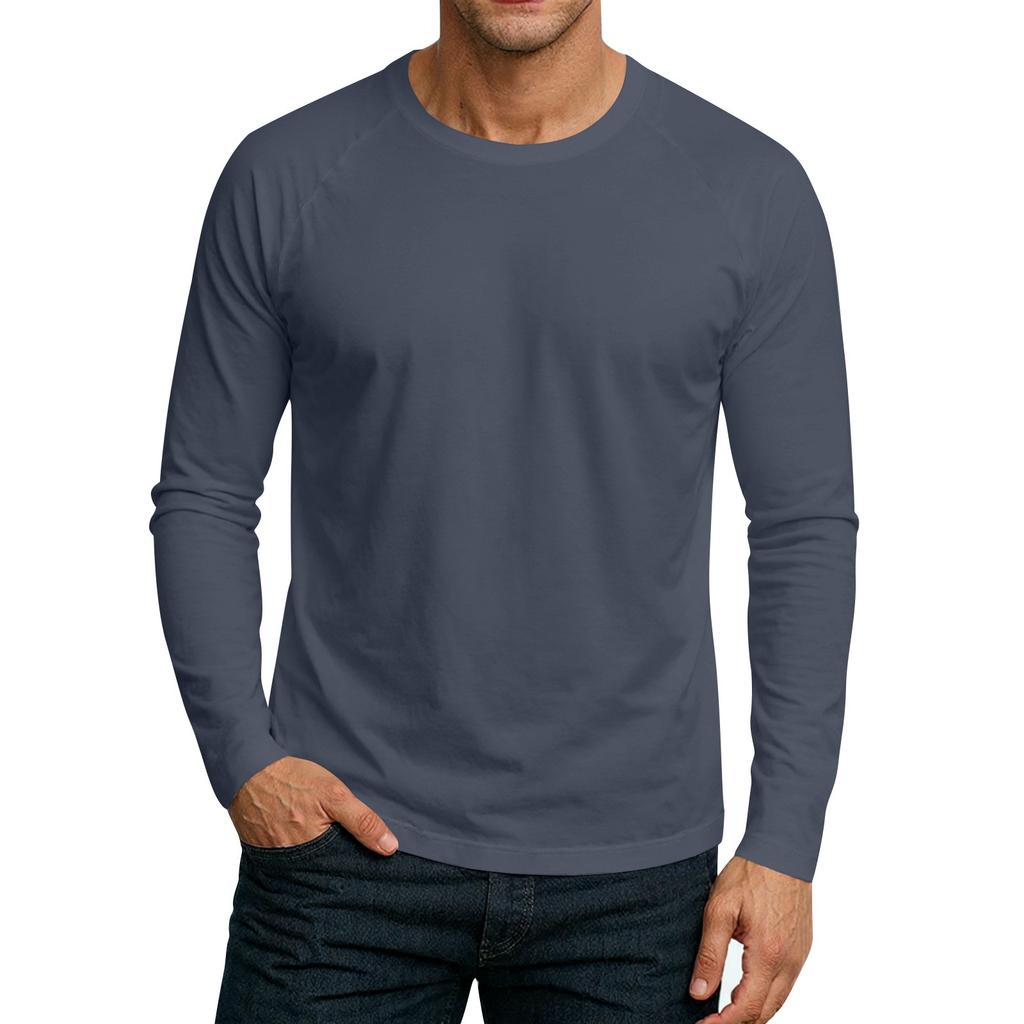 Men's Round Neck Plunger Long Sleeve T-Shirt Top