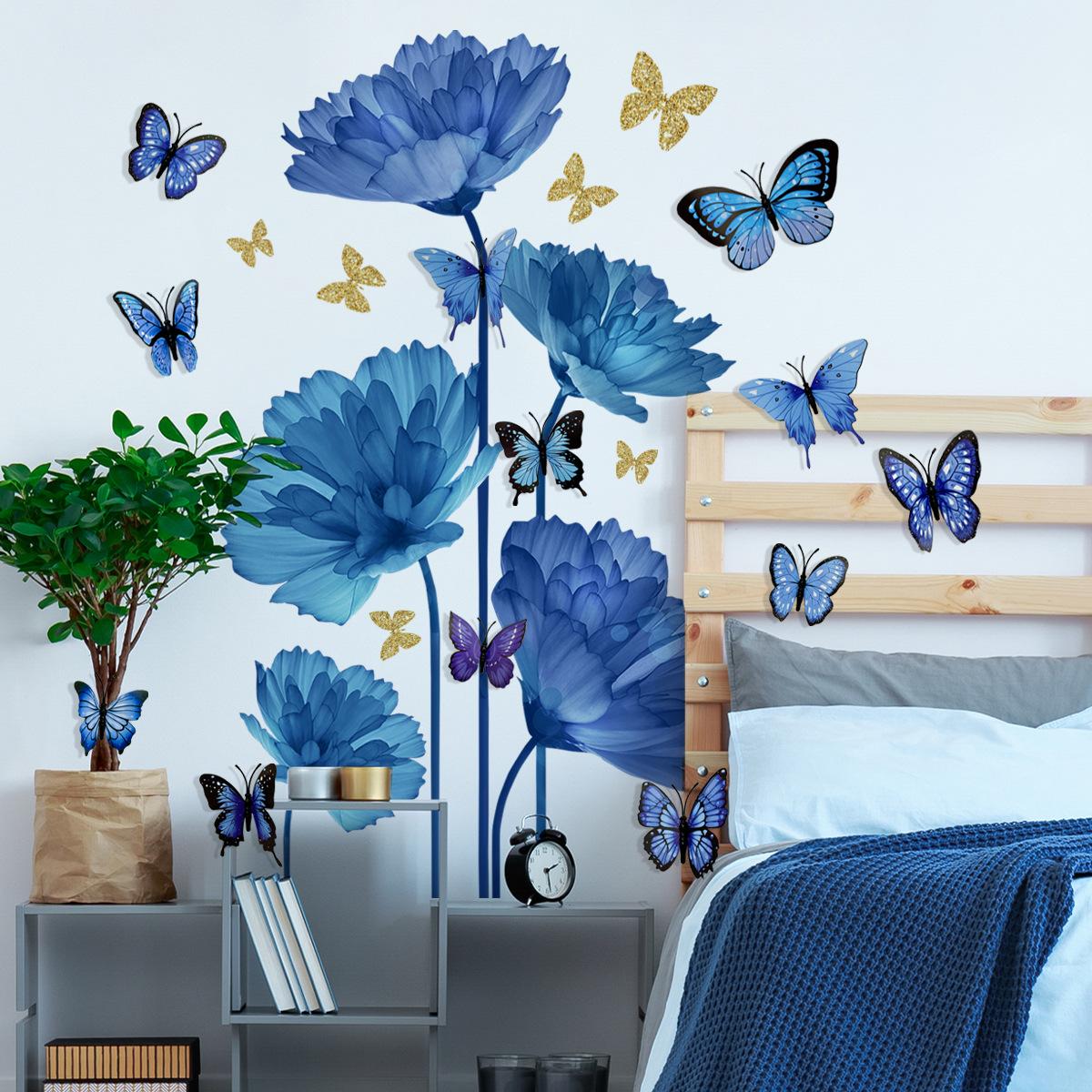 

Красочный подвесной светильник в виде цветка, птица, настенная наклейка для спальни, гостиной, входа, домашнего фона, украшения, самоклеящаяся 29*22 см 30*90cm