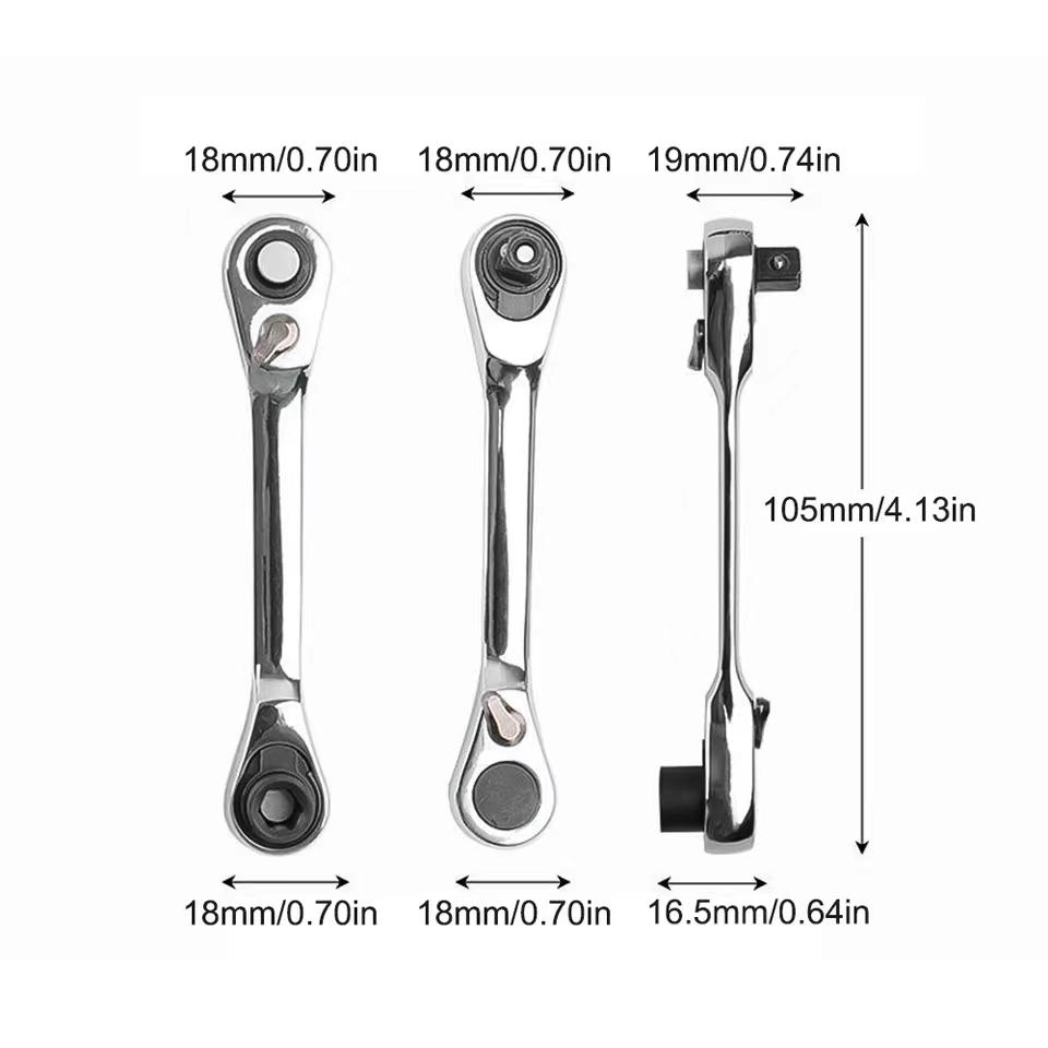 Mini Treble 1/4 Ratchet Wrench Double Ended Ouick Socket Screwdriver Hex Torque Wrenches Set 2-in-1 Spanner Hand Repair Tools
