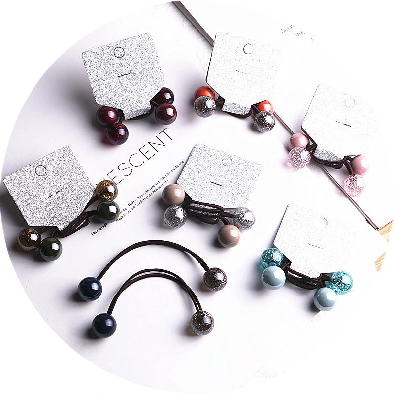 2PCS New Cute Ball Solid Contrast Princess Headwear Kids Elastic Hair Bands Children Hair Ropes Girls Accessories Baby Headdress