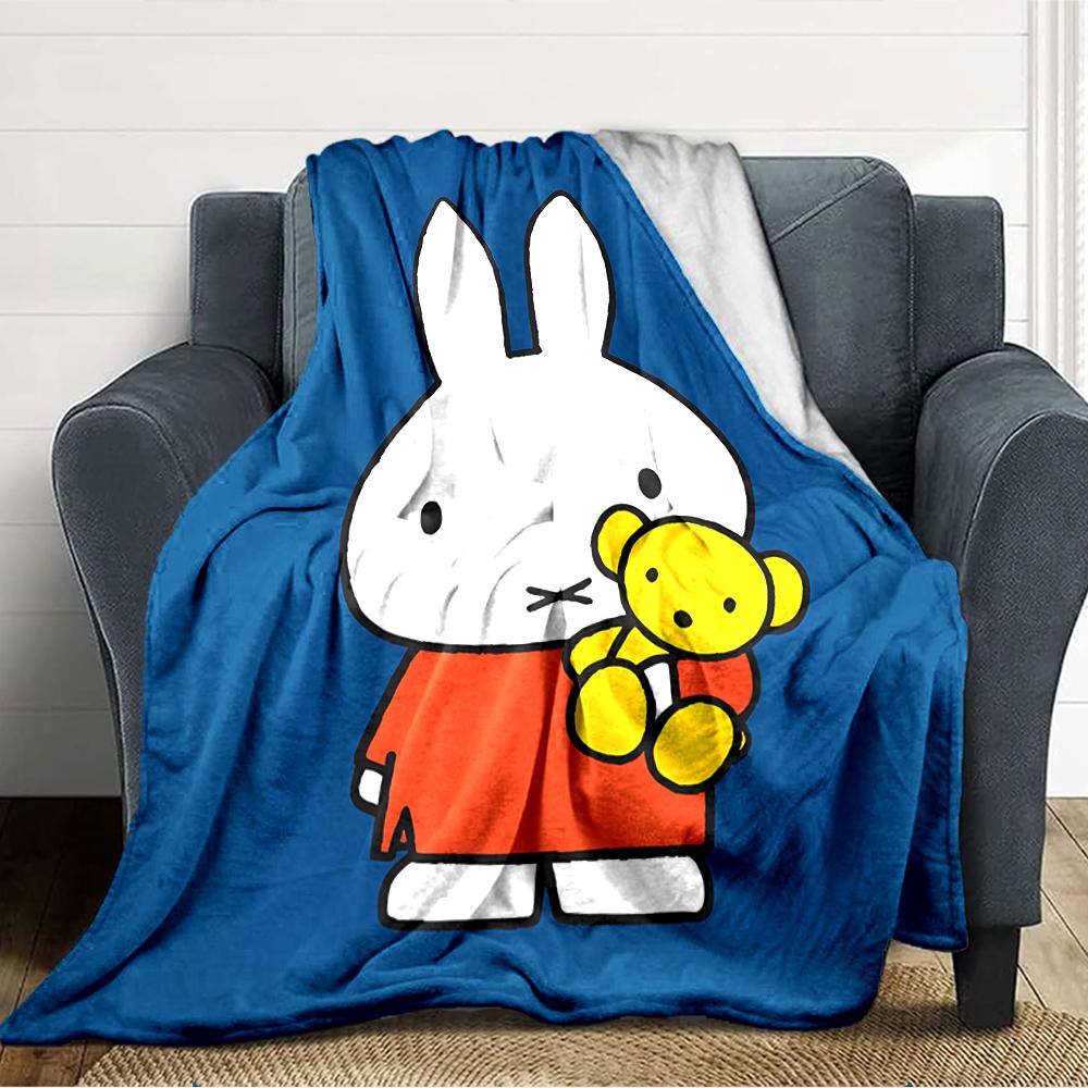 1pc Miffy4 Blanket, Gift, for Men and Women, Soft Blanket, Good for Sofa Bed Couch Travel, Lightweight Flannel Blanket