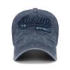 Men's Fashionable Faded Baseball Cap with 3D Embroidered Lettering and Soft Washed Cotton