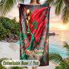 Beach Towel Morocco Football Print Custom Name Text Soft Towel for Swimming Pool