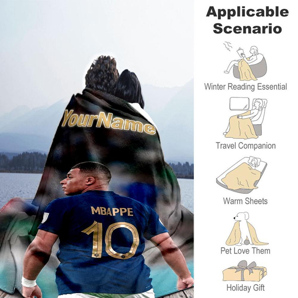 Mbappe 261 Personalisierte Namensdecke Überwurf Personalisierte Decke Langlebiger Komfort Vielseitig für Bettwäsche Strandnickerchen Bett Vier Jahreszeiten Mehrzweck