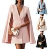 Blazer Dress for Women V Neck Cape Blazer Split Sleeve Casual Business Mini Dress Double Breasted Office Work Outfits