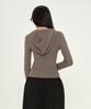MUSINSA STANDARD WOMAN Women'S Ribbed Slim Hooded Knit Zip-Up [Taupe]