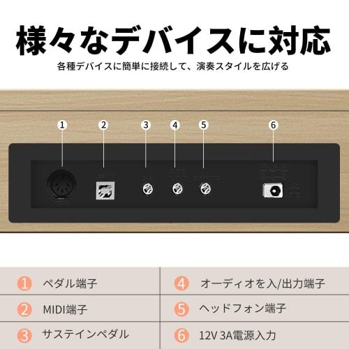 KIMFBAY Digital Piano, 88 Keys, Hammer Action Keyboard, Wooden Style, French-Made DREAM Sound Module, 3 Pedals, MIDI Port, Beginner/Master/Practice, J