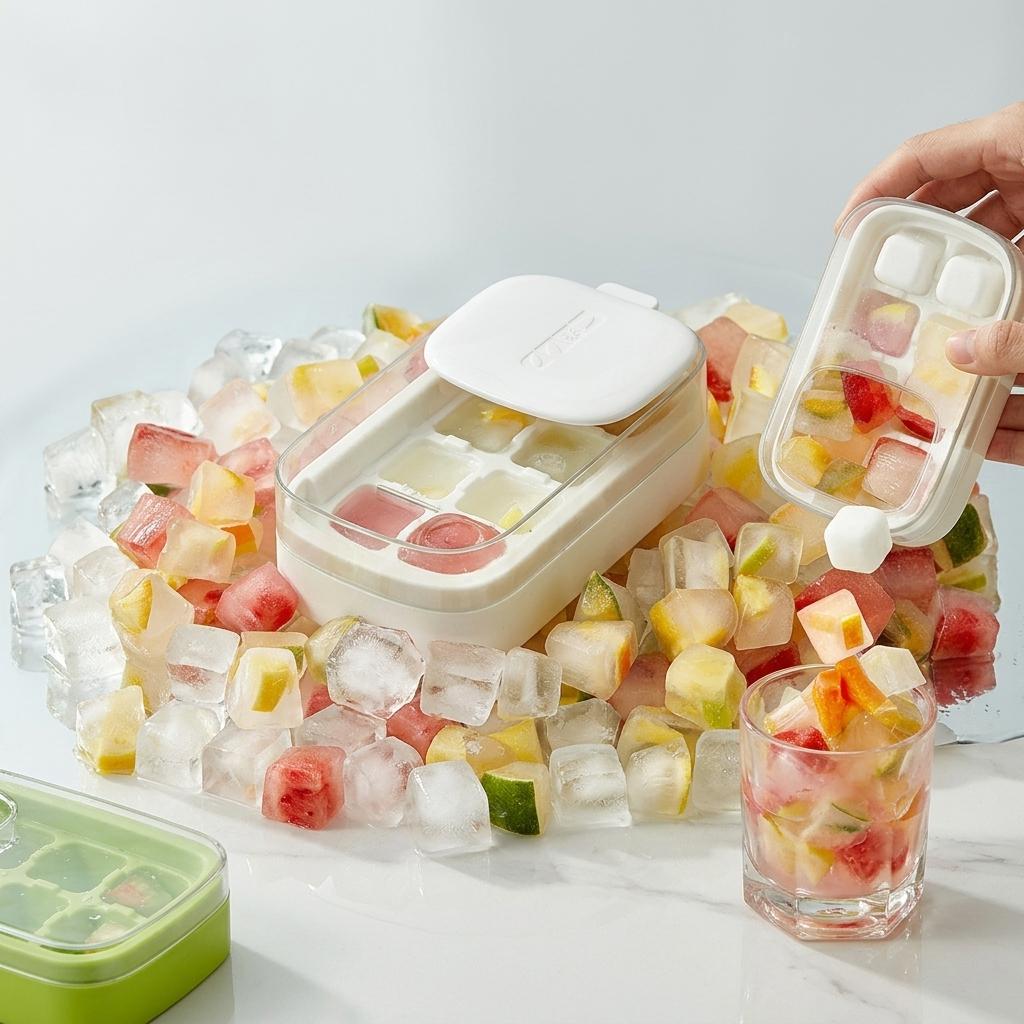 Ice-Cube Tray With One Press Release For Home Use Durable Food Grade Plastic Easy Demolding