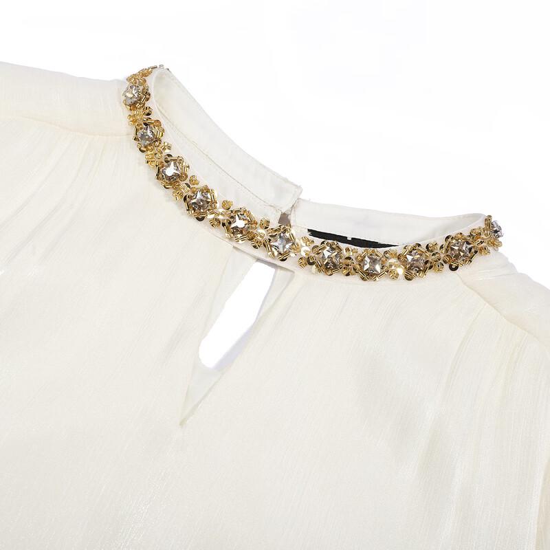 Bailuyu French Elegant Rhinestone Chiffon Shirt