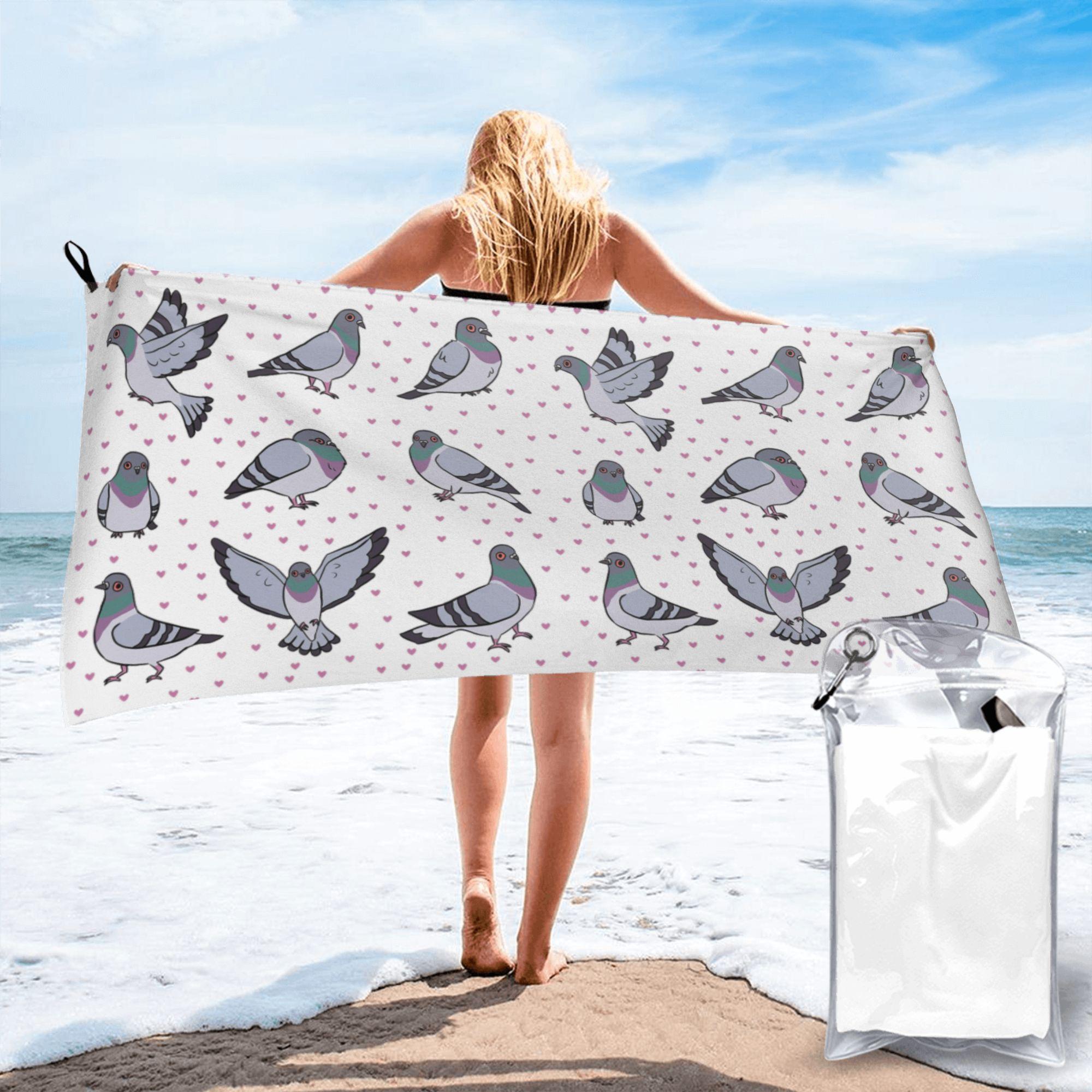 Jmg Household Supplies Cute Cartoon Pigeons Pack Beach Towel Soft Microfiber Quick Dry Absorbent Quick Towels For Mountain Climbing