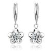 Peony Flower Earrings for Women Silver Plated Dangle Earrings Simple Blossom Fashion Jewelry