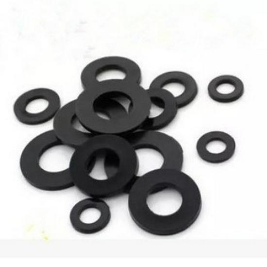 Șaibă de izolație rotundă din nailon negru - Garnitură plată din plastic