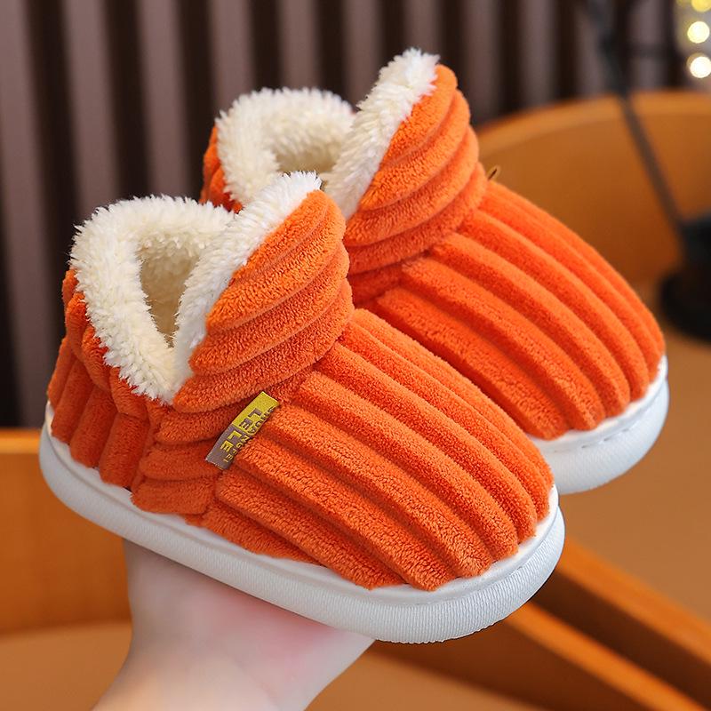 Children's Winter Fluffy Cotton Slippers for Boys & Girls – Non-slip, Warm, Heel-Covered, Parent-Child Design