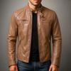 European and American men's stand-up collar PU leather jacket, locomotive style retro slim leather jacket men's batch