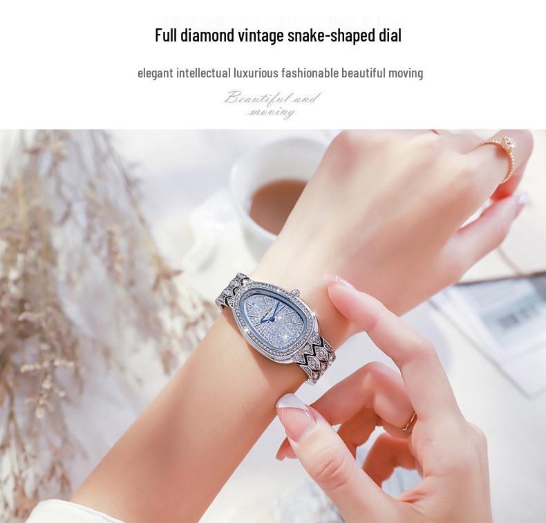 Elegante sternförmige Damen-Quarzuhr in Schlangenform - Luxuriöses wasserdichtes mit Diamanten besetztes Armband von Light Fashion Niche.