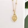 QMHJE Virgin Mary Pendant Charm Necklace Women Cross Scared Heart Jesus Choker Seed Beads Stainless Steel Chain Gold Color Mom