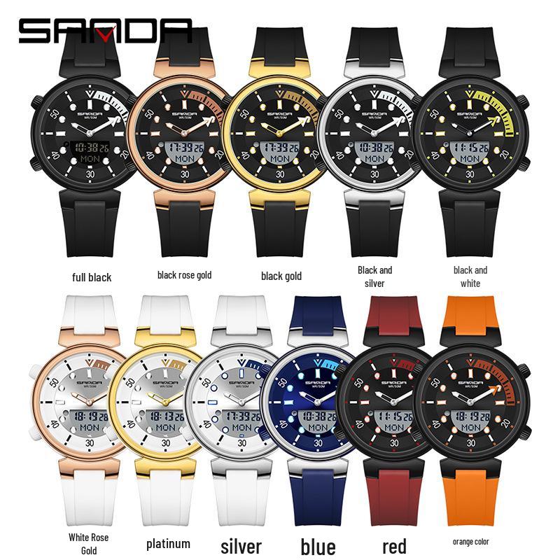 Sanda Youth Luminous Multi-Functional Waterproof Wristwatch