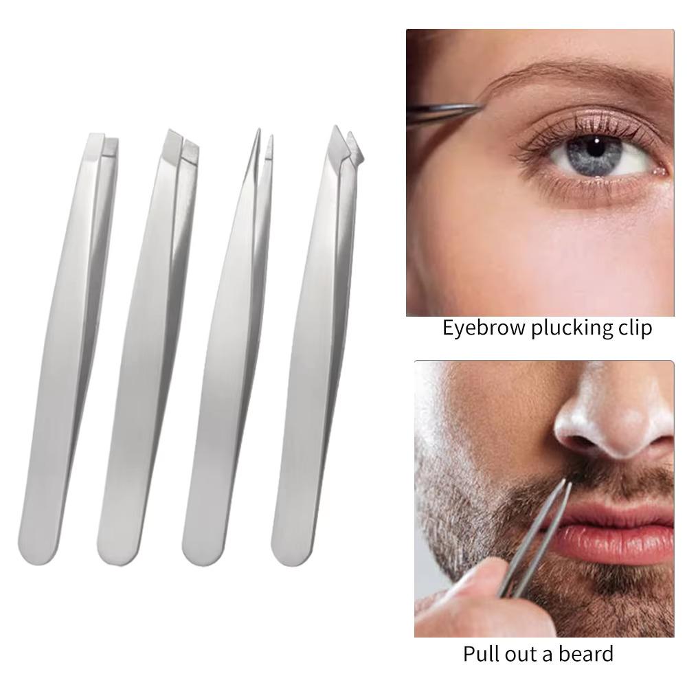 Black Eyebrow Tweezers Stainless Steel Slant Tip Hair Removal Makeup Tool Kit Eyelashes Extension Double Eyelid Application