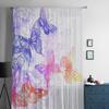 Butterflies And Flowers Painted Watercolors Tulle Sheer Curtains for Living Room Kitchen Decoration Voile Organza Curtains