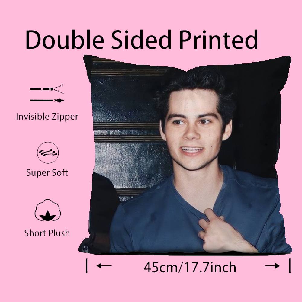 American Actor D-Dylan O Brien Pillow Case Anti-Dustmite Pillow Invisible Zipper Silky Short Plush Sofa Cushion Cover