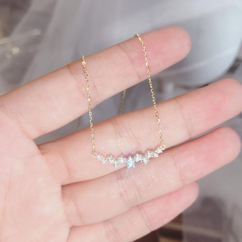

925 Sterling Silver 18k Gold Plated Necklace Moon Sparkling Zircon Clavicle Choker for Women Wedding Fine Jewelry Collares