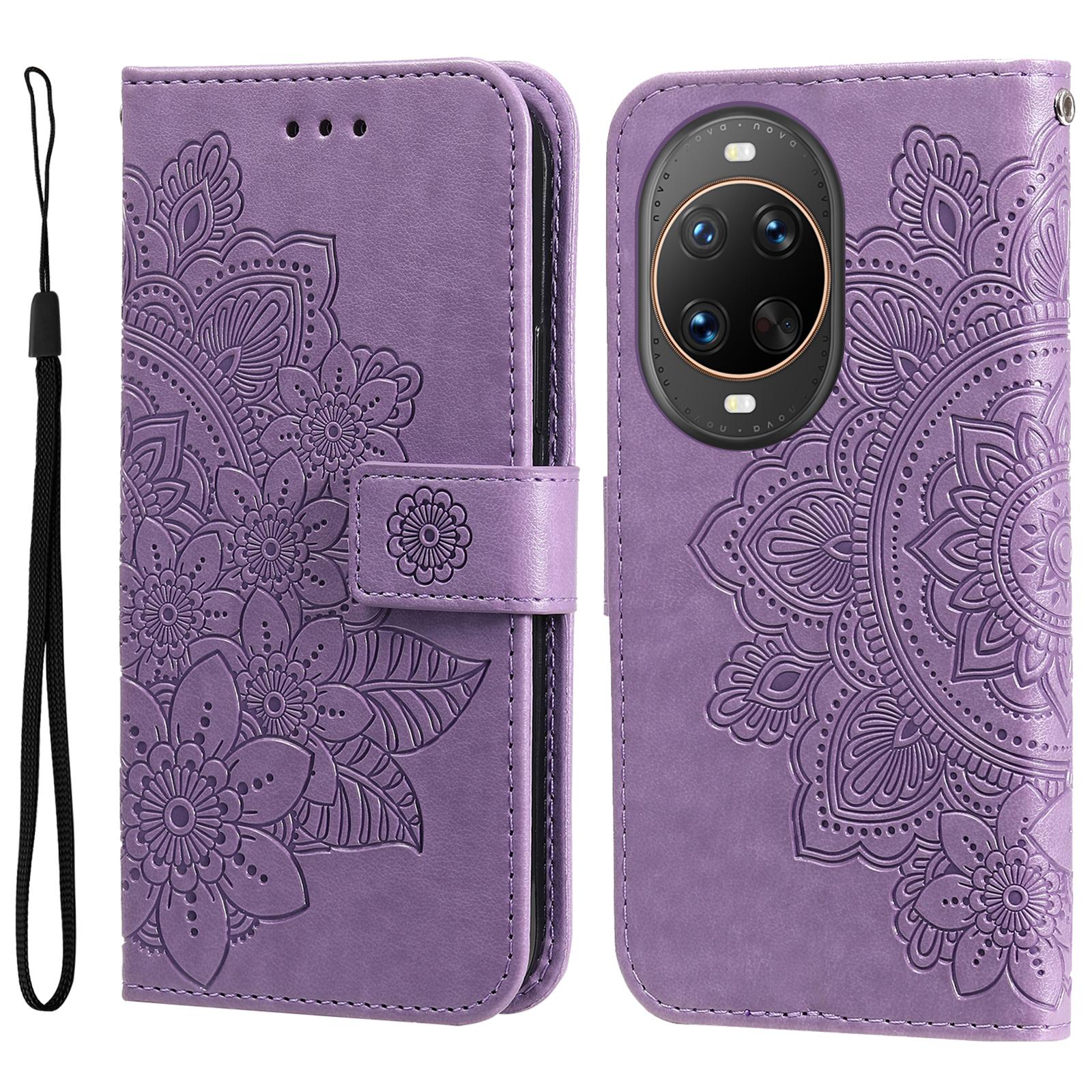 

For Huawei nova 14 Ultra 5G Case Floral Pattern PU Leather Wallet Stand Phone Cover Purple