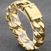 Polished Stainless Steel On Hand Accessories 20MM Wide Iron Men's Bracelet for Man Waterproof Gold Color Men‘s Jewelry Male Him