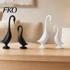 Niche Art Gift 2Pcs 3D Printed Swan Figurine, Artistic Sculpture with Stable Base, Decorative Double Ornament Ornaments, Minimalist Animal for