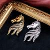 Elegant Retro Animal Brooch Crystal New Year Lapel Pin Fashion Vintage Horse Brooch  Men's Suit