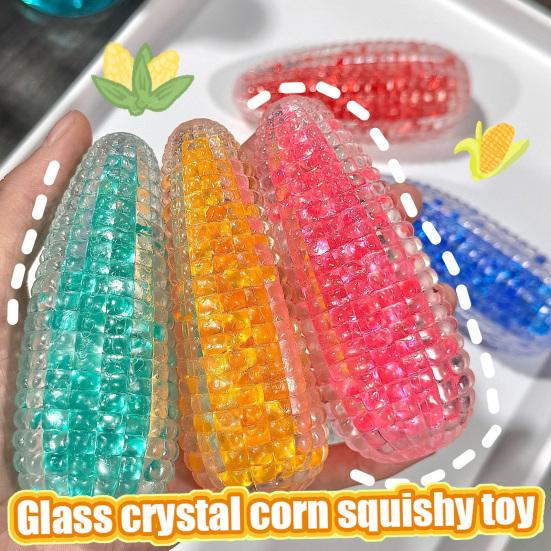 2Pcs Fake Corn Squeeze Toy Anxiety Stress Relief Transparent Corn Pinch Sensory Toy Teens Adults Soft TPR Calming Vegetable Fidget Toy