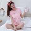 [Pink Cherry] Pajamas Women's Summer Sweet and Cute Girl Plus Size Short-sleeved Loungewear Set