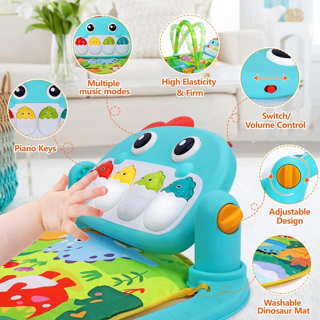 UMIKU Baby Gym Play Mats Baby Toys Tummy Time Mat Musical Activity Center for Newborn Infant Piano Babies Play Mat Music & Light Newborn Infant Gifts