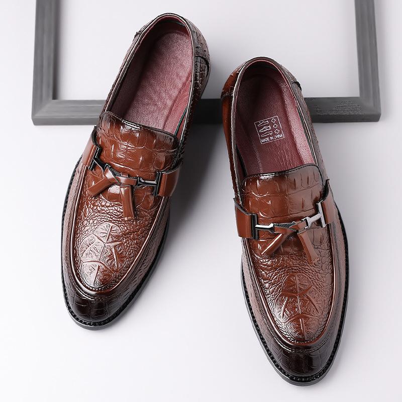 Fashion Designer New Gentleman Crocodile Pattern Business Casual Shoes For Men's Formal Wedding Dress Homecoming Footwear Zapatos Hombre
