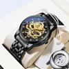 CHENXI China Drache Vollautomatisch Mechanisch Geprägt Goldener Drache Design Skelettiert Wasserdicht Modisch Herrenuhr