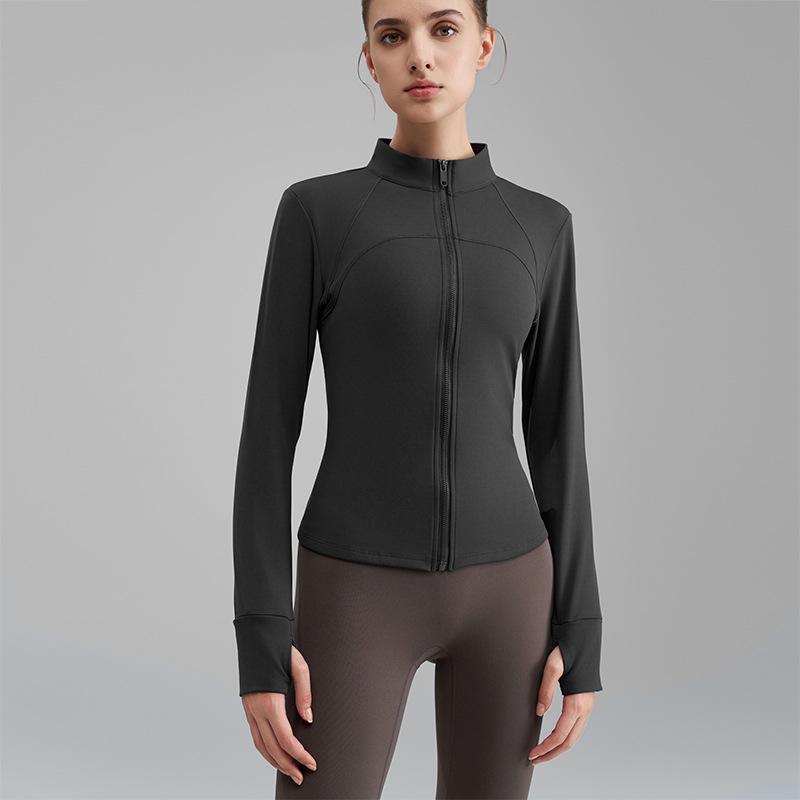 

Женская флисовая куртка для йоги слим-фит - Воротник-стойка, Осенне-зимняя одежда для фитнеса S