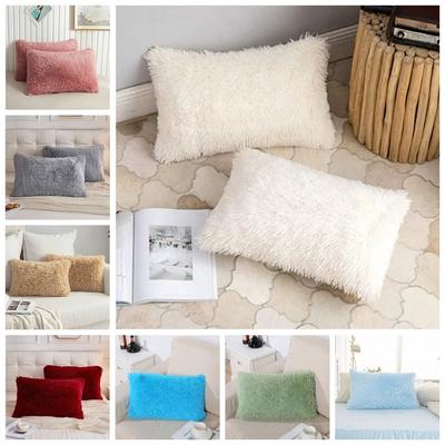 Plush Pillowcase Rectangular Shape Mink Plush Pillow Nordic Crystal Plush Pillow  Bedroom Use