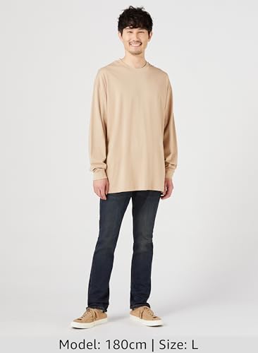 Amazon Essentials Men's 100% Organic Cotton Oversized Long Sleeve T-Shirt, Tan, Size Small