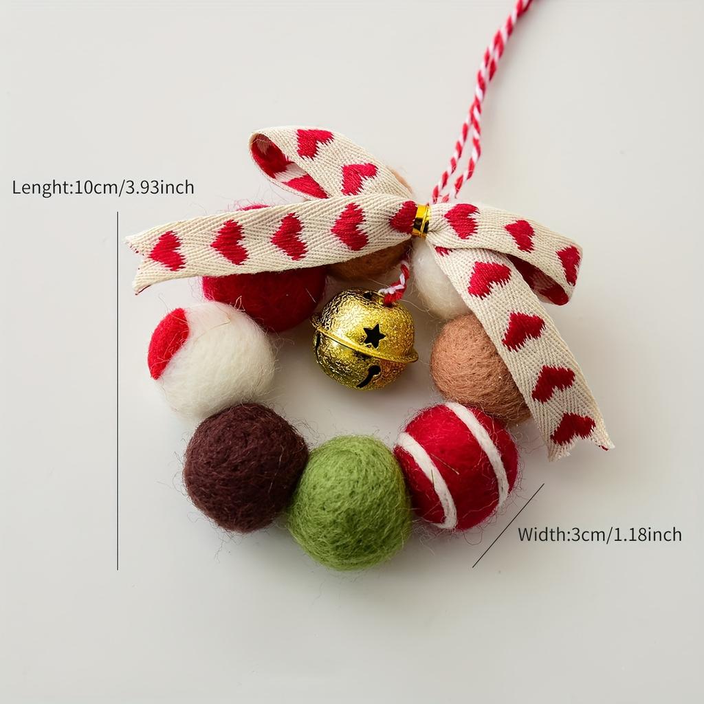 1pc Christmas Decoration,Mini Wool Ball Bell Garland Pendant for Christmas Tree,Christmas,Garland Vine Decoration,Home Decorat