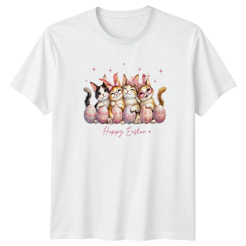 Happy Easter Unisexs TShirt Kitten Easter Eggs Holiday Easter Gift For Her S