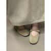 French Vintage Suede Mary Jane Shoes Women's New Flat Buckle Strap Flat Round Toe Ballet Shoes