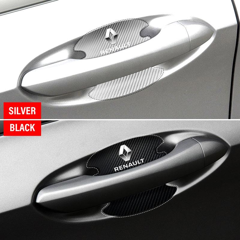 4 st Bilsidohandtagsskydd 3D-klistermärke Emblem Bildekoration För Renault Dacia Megane 1 2 3 4 CC Laguna 2 3 Coupe Clio 4 Laguna Logan